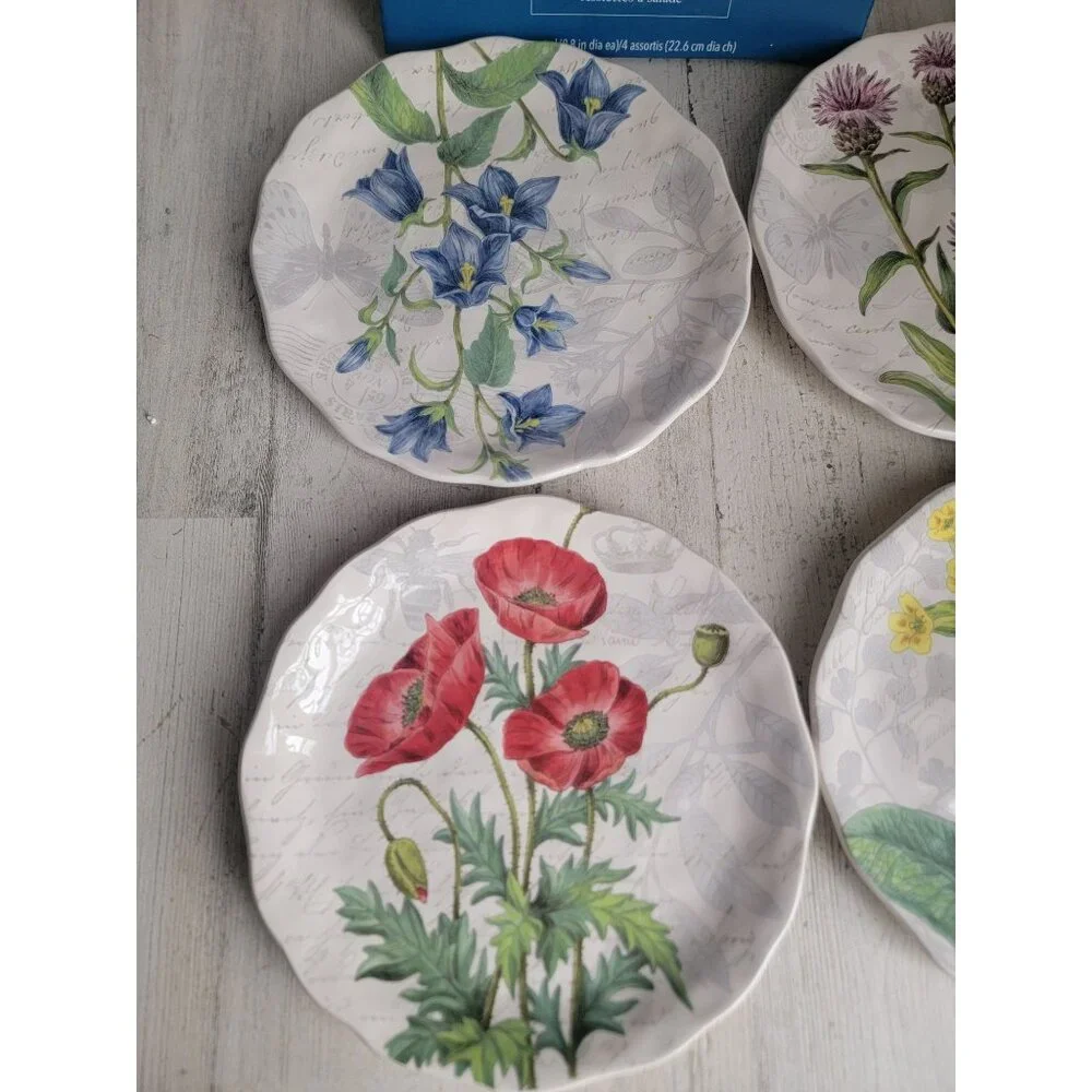 Pier‎ 1 Imports botanical garden plate flower set decor floral